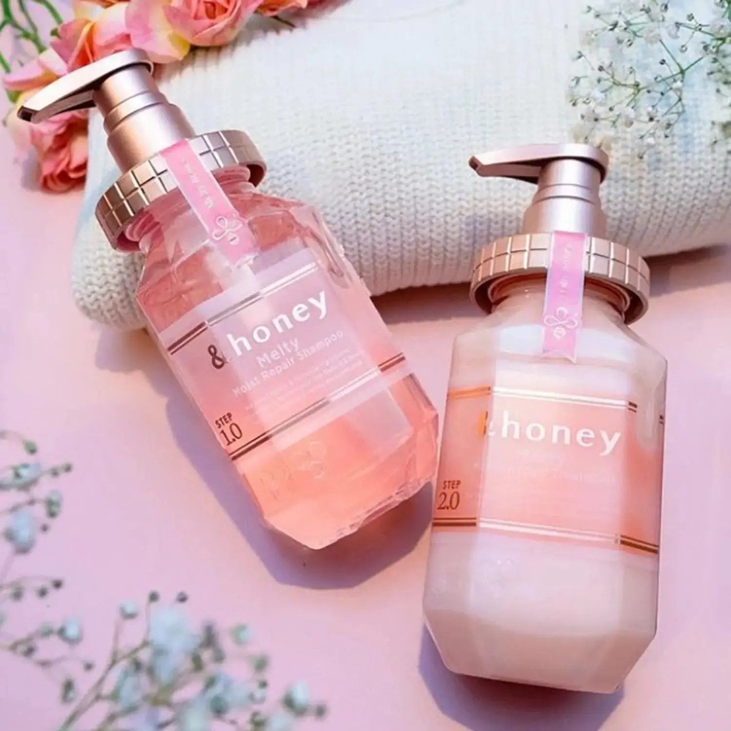 & Honey Melty Moist Shampoo, Treatment & Hair Oil Set & Honey