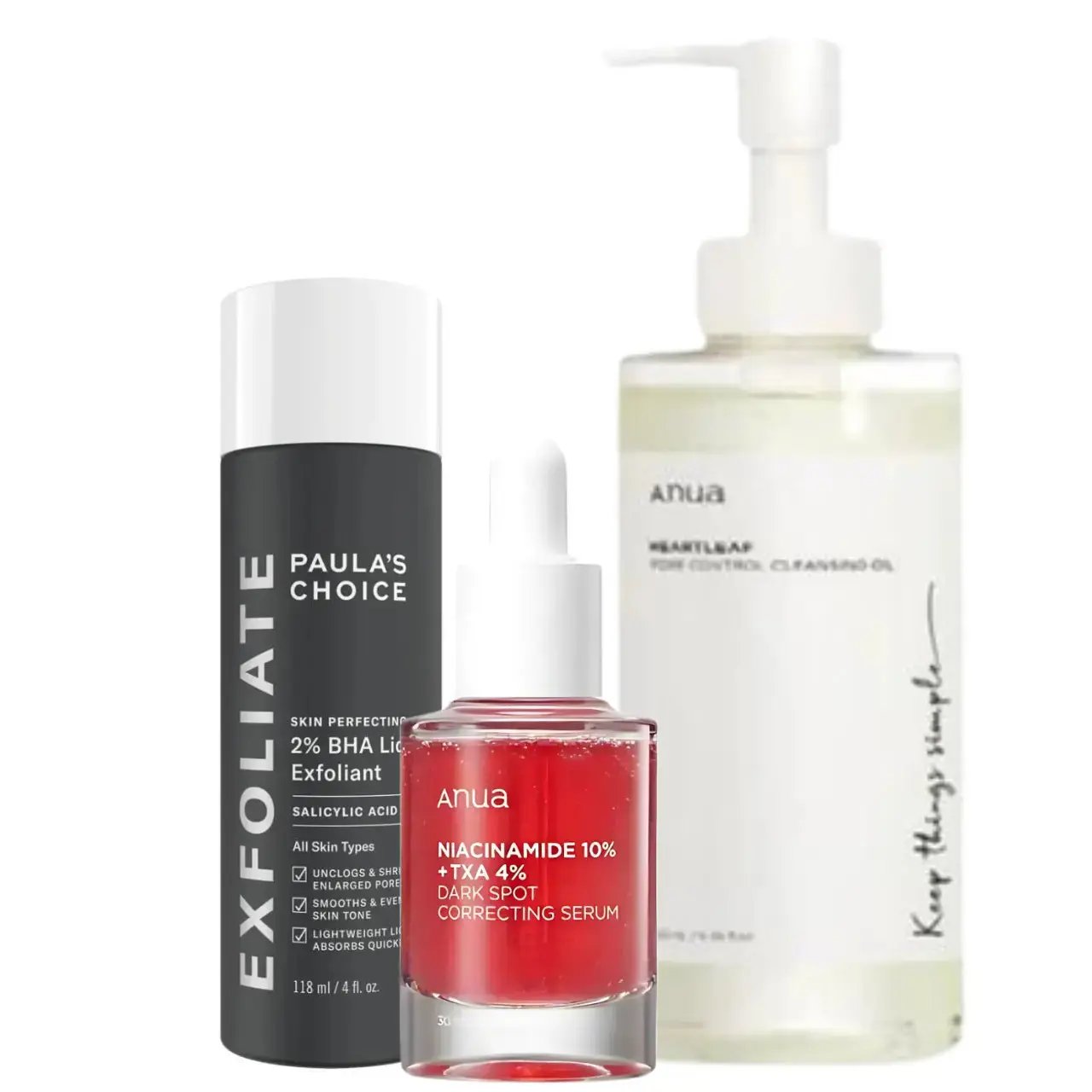 PAULA'S CHOICE Skin Perfecting + ANUA Niacinamide 10% + TXA 4% Serum + Anua Heartleaf pore control cleansing oil Paula Choice X Anua