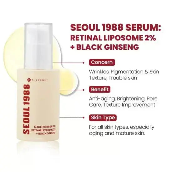 SEOUL 1988 Serum: Retinal Liposome 2% + Black Ginseng 30 ml SEOUL 1988