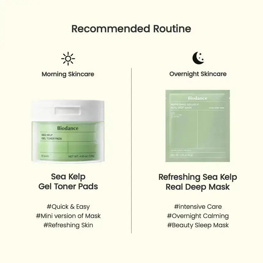 BIODANCE Refreshing Sea Kelp Real Deep Mask Set + Sea Kelp Gel Toner Pads BIODANCE