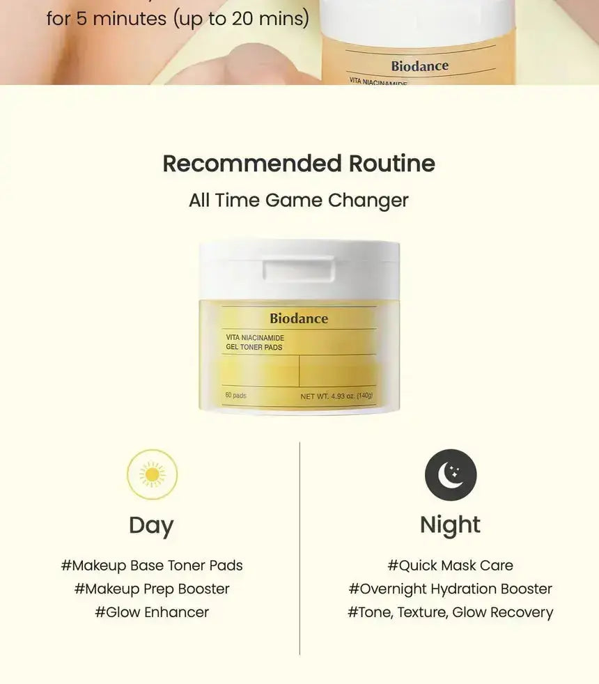 BIODANCE Vita Niacinamide Gel Toner Pads ( 60 pads ) BIODANCE