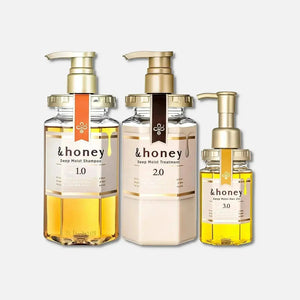 & Honey Deep Moist Shampoo, Treatment & Hair Oil Set & Honey