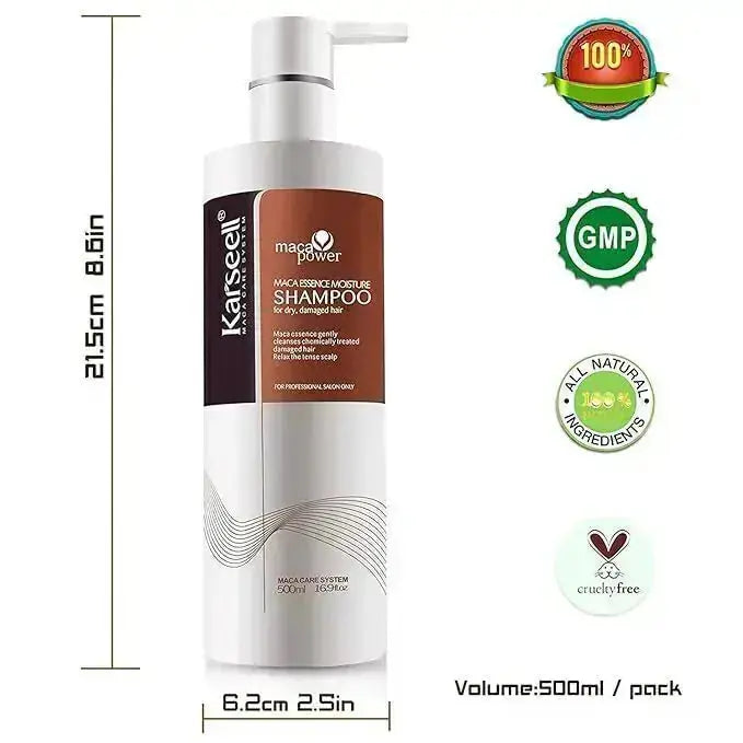 Karseell Maca Power Argan Oil Shampoo Herbal Extract Deep Moisturizing Gentle Shampoo for Dry and Damaged Hair 500 ml KARSEELL